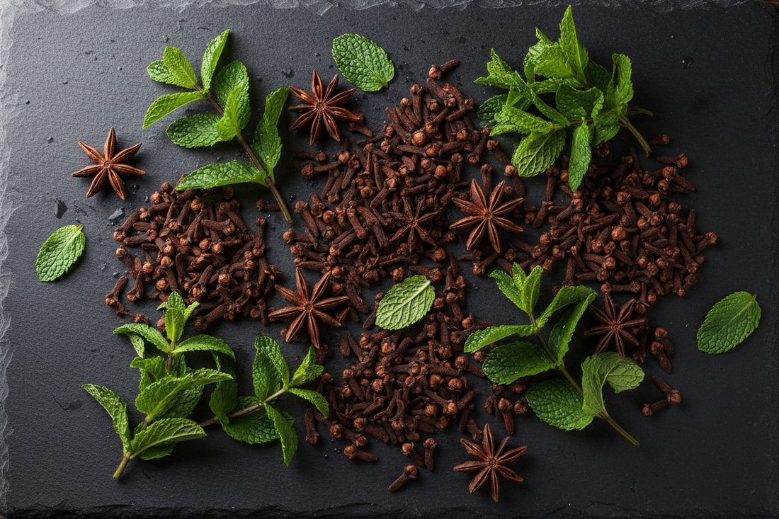 highest concentration polyphenol sources - cloves, star anise and peppermint