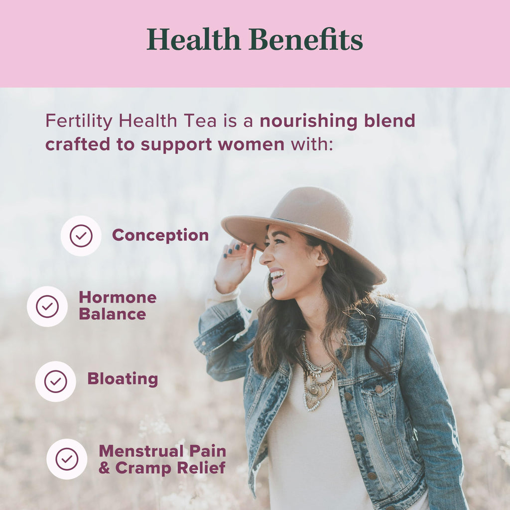 Organic Women's Fertility Tea - Red Raspberry Leaf, Lady’s Mantle, Red Clover, Chamomile, & Damiana Leaf, Hormone Balance Tea & Period Pain Relief, Made in USA, Fair Trade, & Sustainable