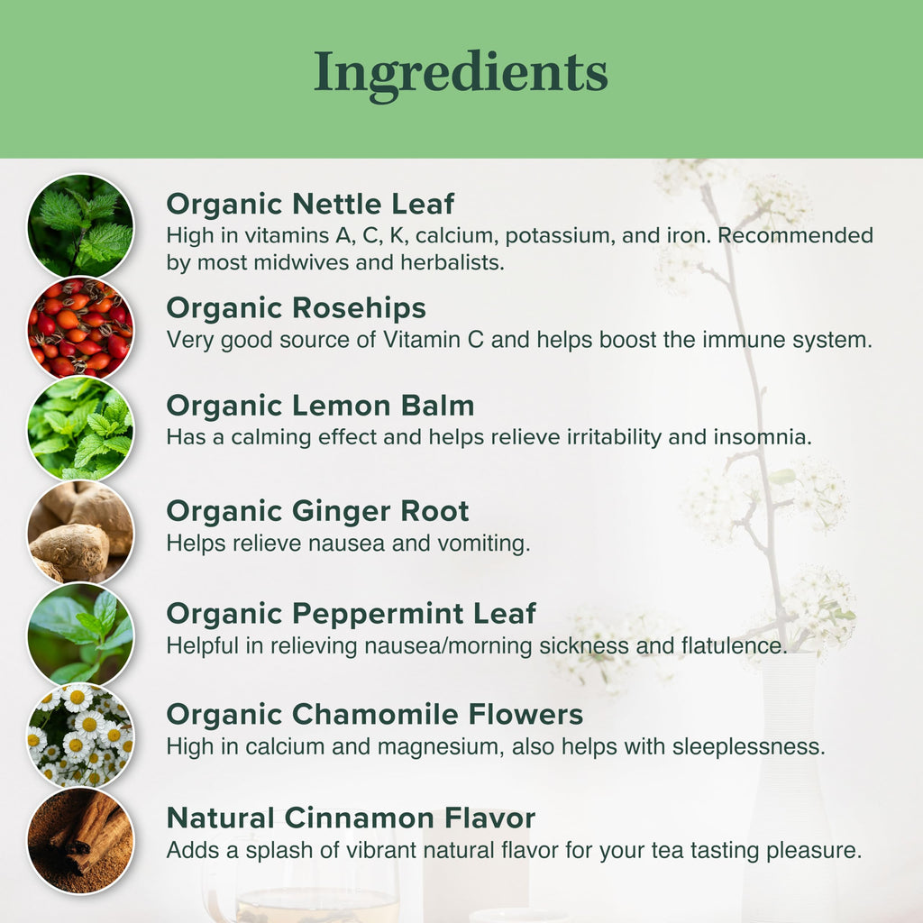 Jade Tea - Organic First Trimester Tea - Nurturing Pregnancy Tea | First Bloom | Gentle Morning Sickness Relief & Foundational Prenatal Nutrition | Caffeine-Free | Made In USA