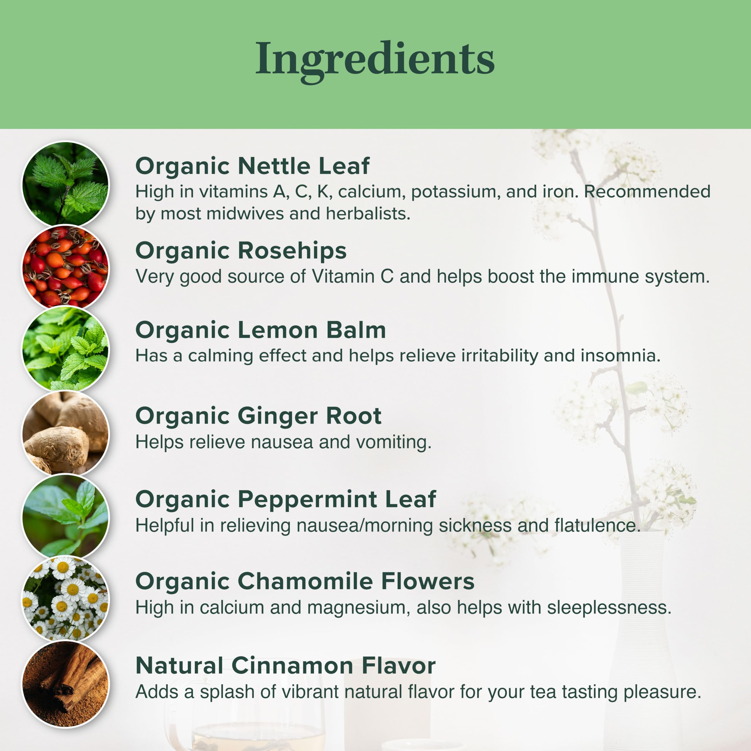 Jade Tea - Organic First Trimester Tea - Nurturing Pregnancy Tea | First Bloom | Gentle Morning Sickness Relief & Foundational Prenatal Nutrition | Caffeine-Free | Made In USA