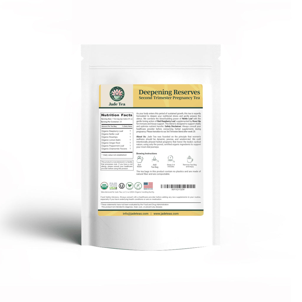 Jade Tea - Organic Second Trimester Pregnancy Tea | Uterine Toning Prep & Sustained Prenatal Mineral Support | Caffeine-Free, Fair Trade, Sustainable, Made In USA