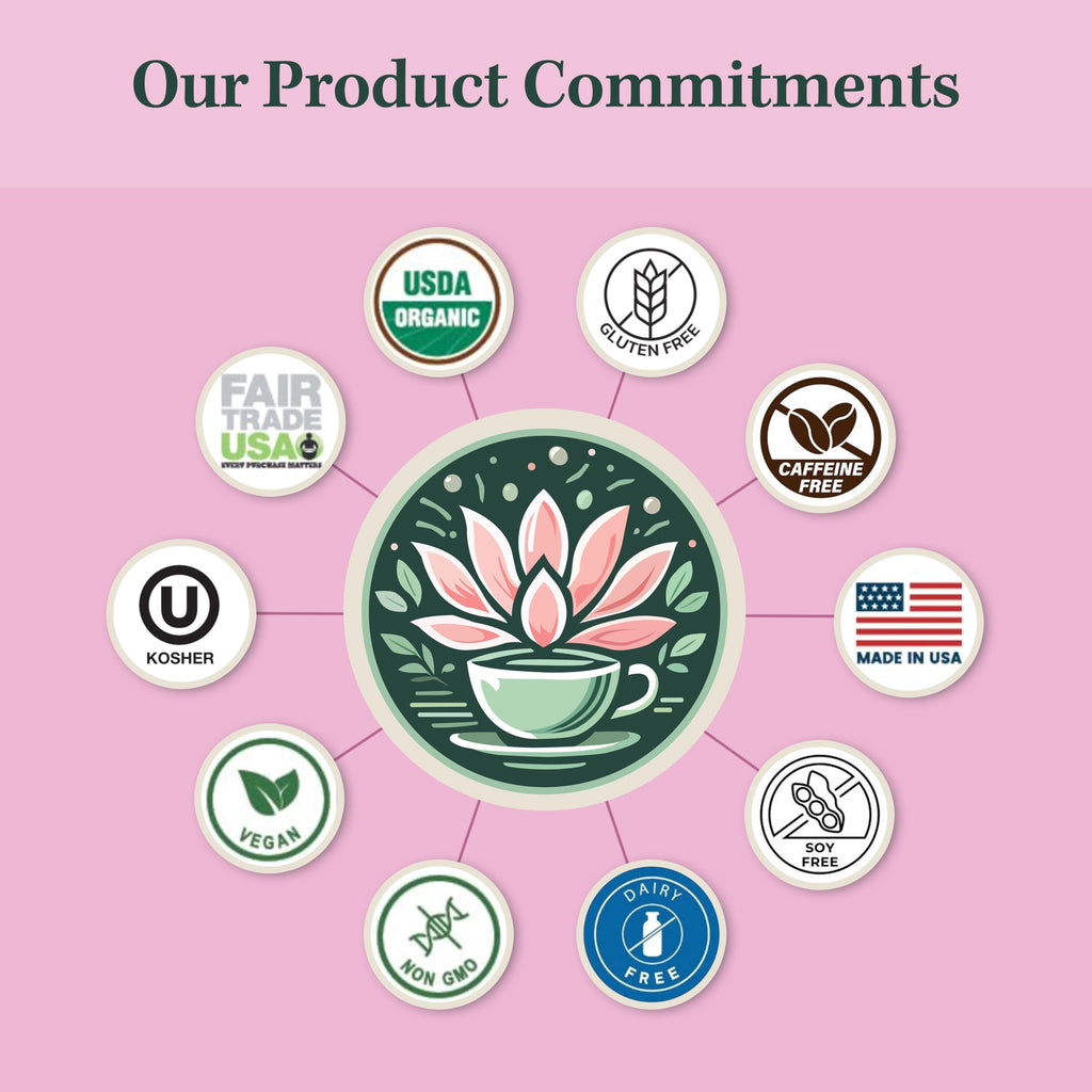 Organic Women's Fertility Tea - Red Raspberry Leaf, Lady’s Mantle, Red Clover, Chamomile, & Damiana Leaf, Hormone Balance Tea & Period Pain Relief, Made in USA, Fair Trade, & Sustainable