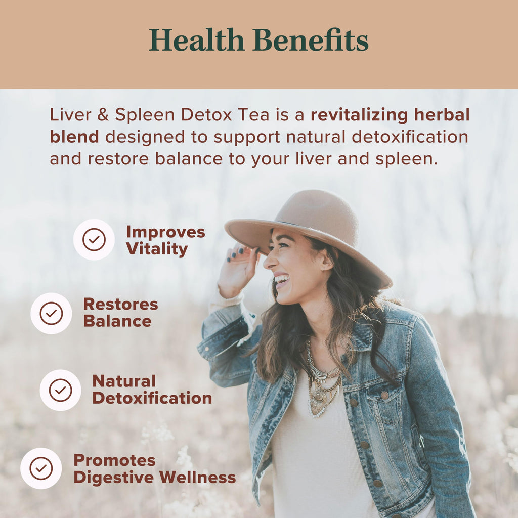 Jade Tea Organic Dandelion Root Tea For Liver Detox & Spleen Detox - Burdock Root, Ginger Root, & Orange Peel - Supports Liver, Gallbladder & Spleen Health - Apple Cinnamon Flavor
