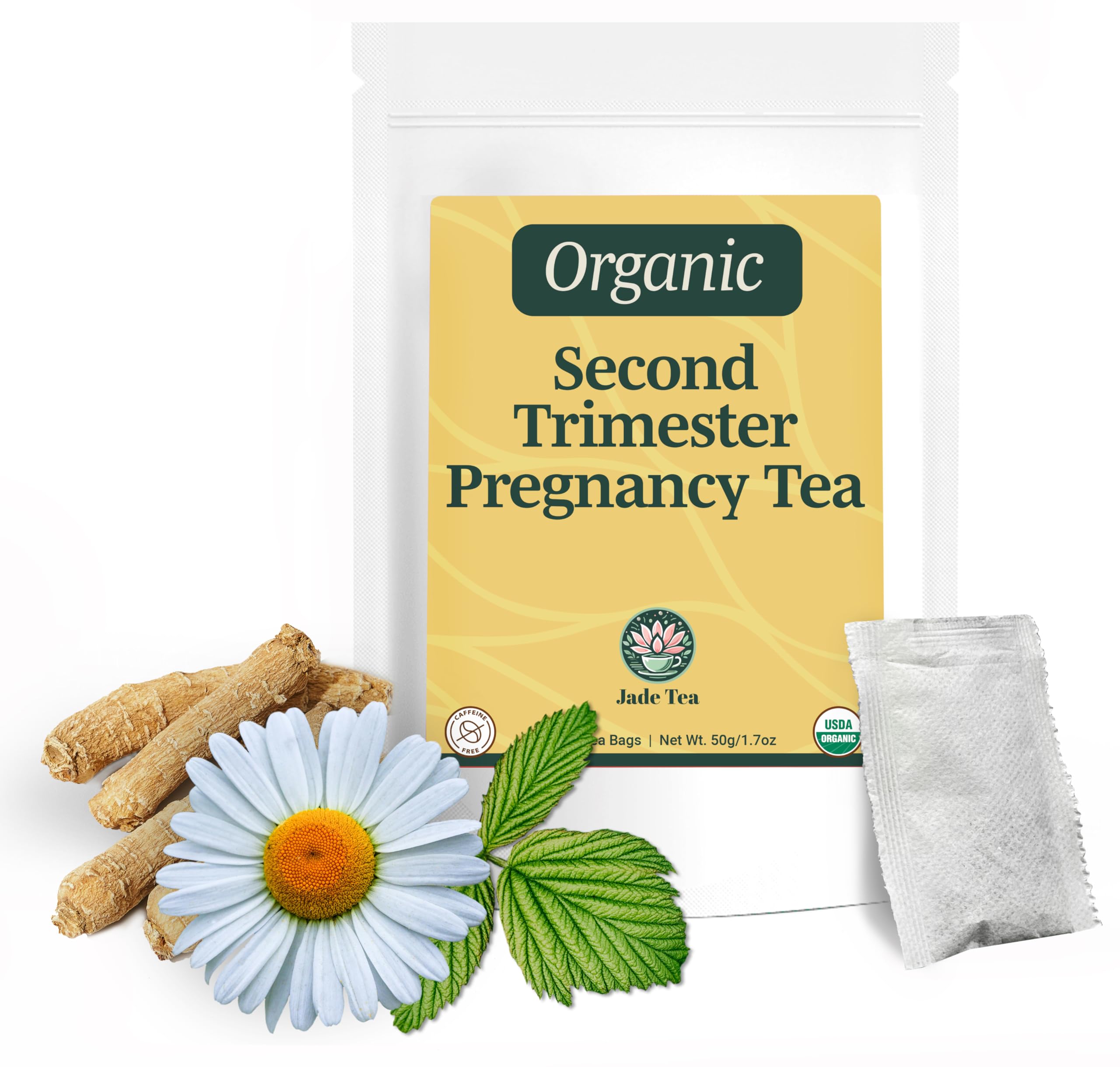 Jade Tea - Organic Second Trimester Pregnancy Tea | Uterine Toning Prep & Sustained Prenatal Mineral Support | Caffeine-Free, Fair Trade, Sustainable, Made In USA