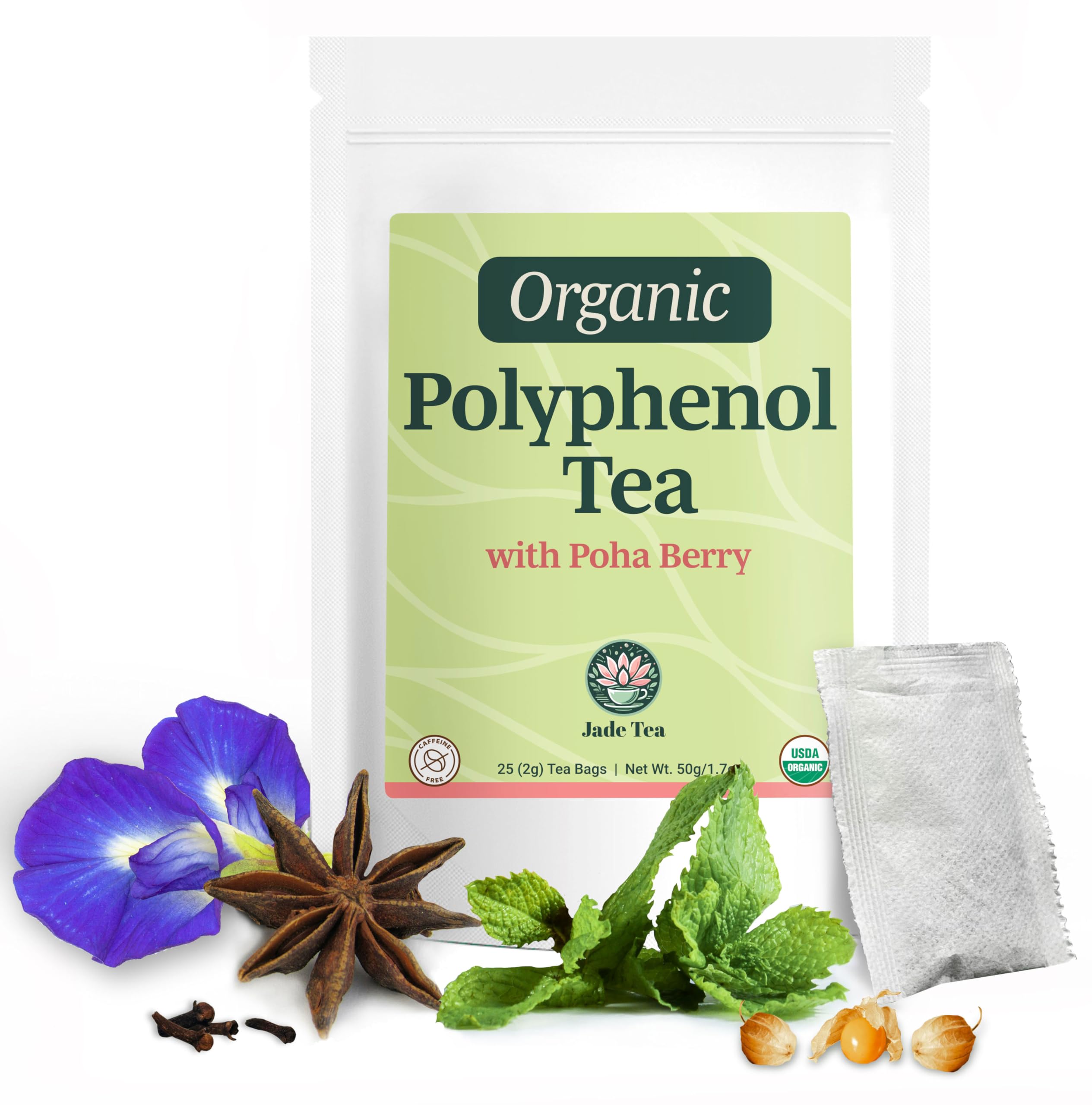 Organic Polyphenol Tea – Made in USA, Fair Trade, Sustainable Practices – 1 Pack of 25 Biodegradable Tea Bags