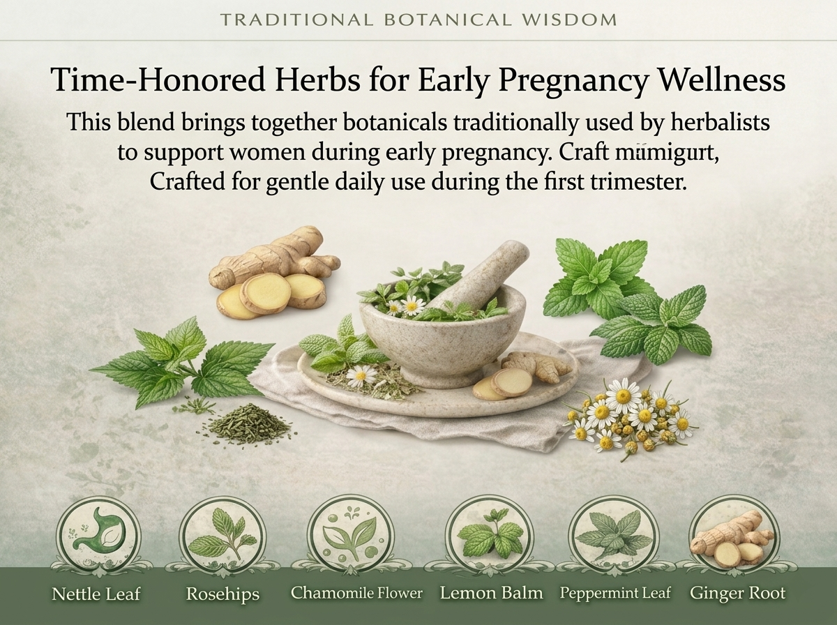 Jade Tea - Organic First Trimester Tea - Nurturing Pregnancy Tea | First Bloom | Gentle Morning Sickness Relief & Foundational Prenatal Nutrition | Caffeine-Free | Made In USA