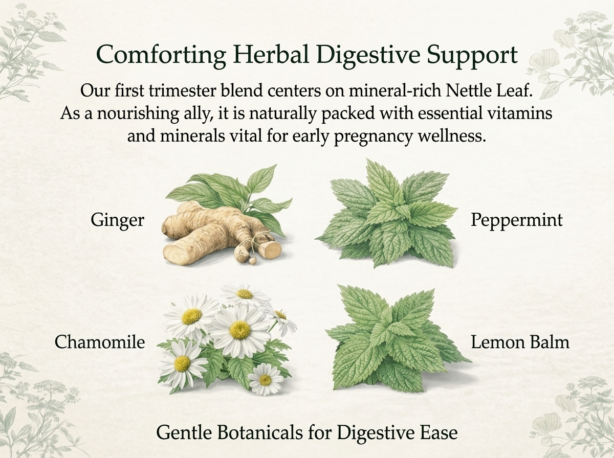 Jade Tea - Organic First Trimester Tea - Nurturing Pregnancy Tea | First Bloom | Gentle Morning Sickness Relief & Foundational Prenatal Nutrition | Caffeine-Free | Made In USA