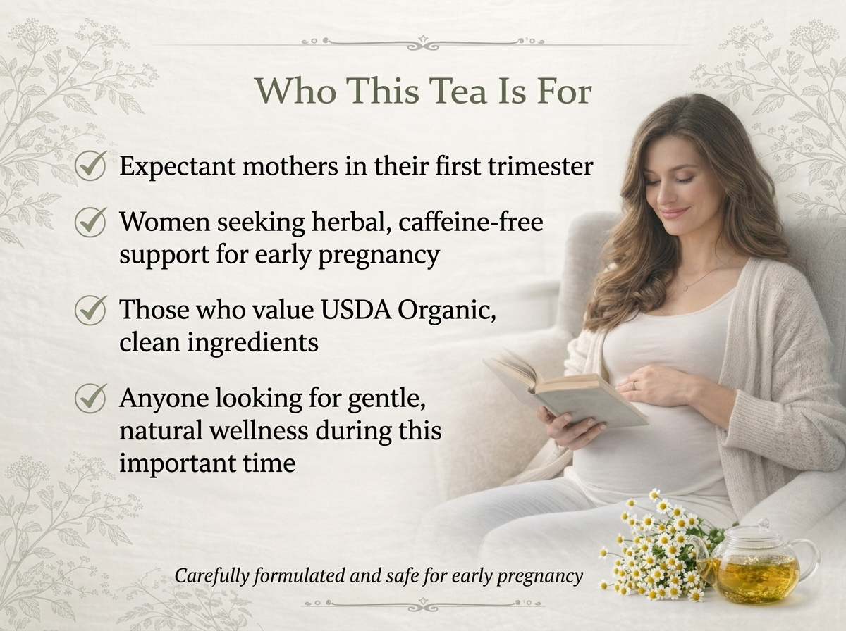 Jade Tea - Organic First Trimester Tea - Nurturing Pregnancy Tea | First Bloom | Gentle Morning Sickness Relief & Foundational Prenatal Nutrition | Caffeine-Free | Made In USA
