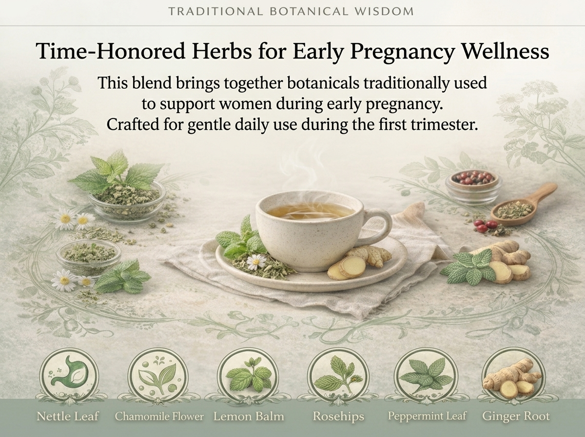 Jade Tea - Organic First Trimester Tea - Nurturing Pregnancy Tea | First Bloom | Gentle Morning Sickness Relief & Foundational Prenatal Nutrition | Caffeine-Free | Made In USA