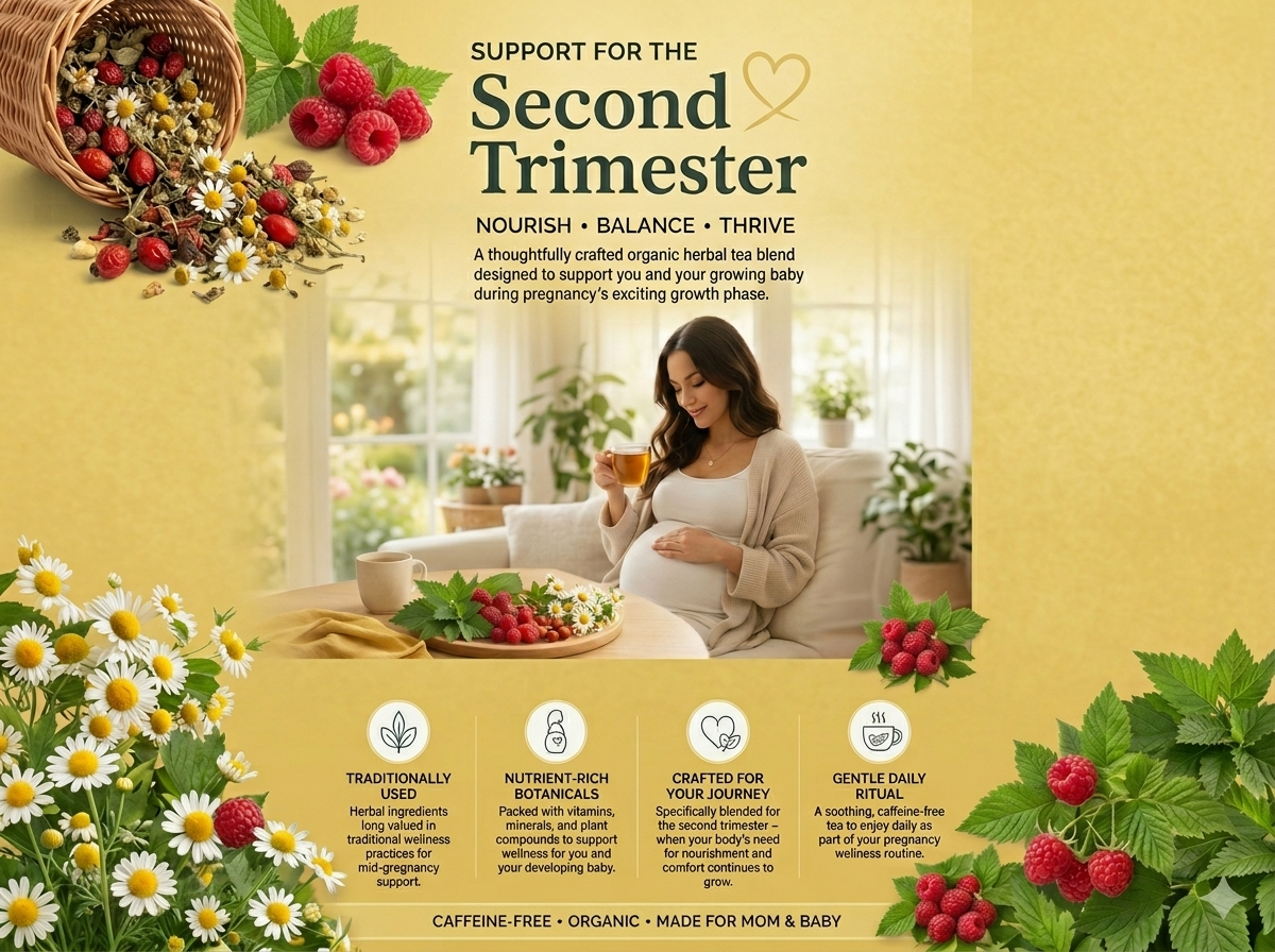 Jade Tea - Organic Second Trimester Pregnancy Tea | Uterine Toning Prep & Sustained Prenatal Mineral Support | Caffeine-Free, Fair Trade, Sustainable, Made In USA
