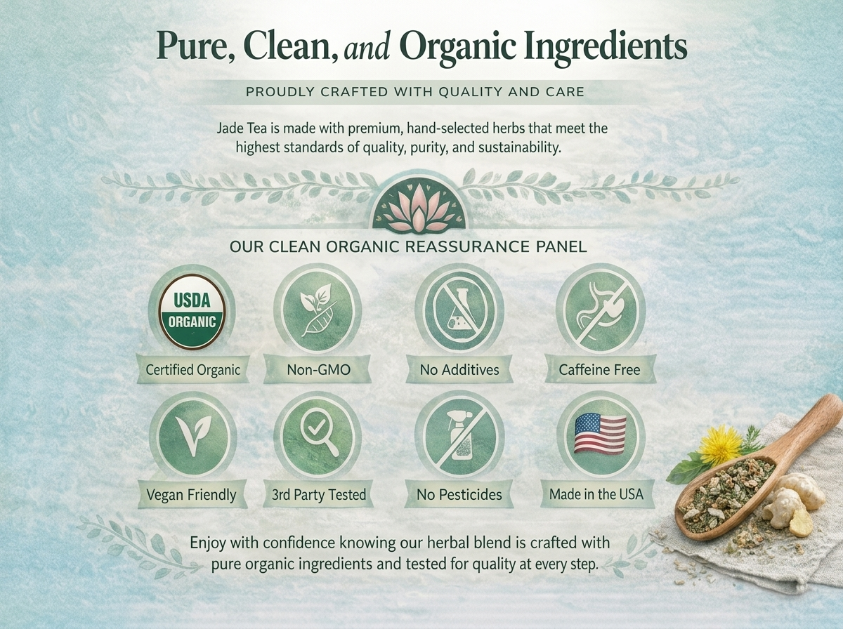 Jade Tea Organic Dandelion Root Tea For Liver Detox & Spleen Detox - Burdock Root, Ginger Root, & Orange Peel - Supports Liver, Gallbladder & Spleen Health