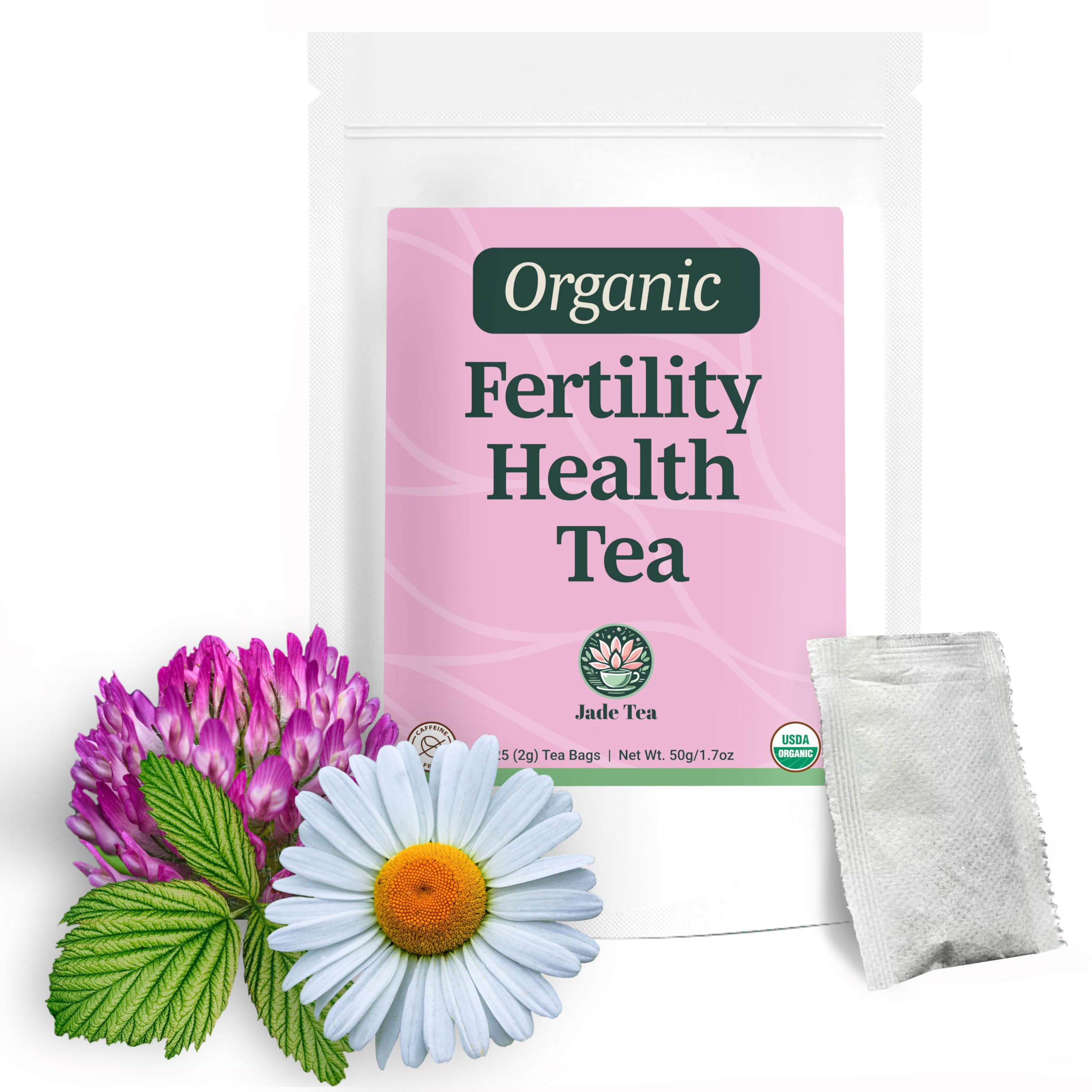 Organic Women's Fertility Tea - Red Raspberry Leaf, Lady’s Mantle, Red Clover, Chamomile, & Damiana Leaf, Hormone Balance Tea & Period Pain Relief, Made in USA, Fair Trade, & Sustainable