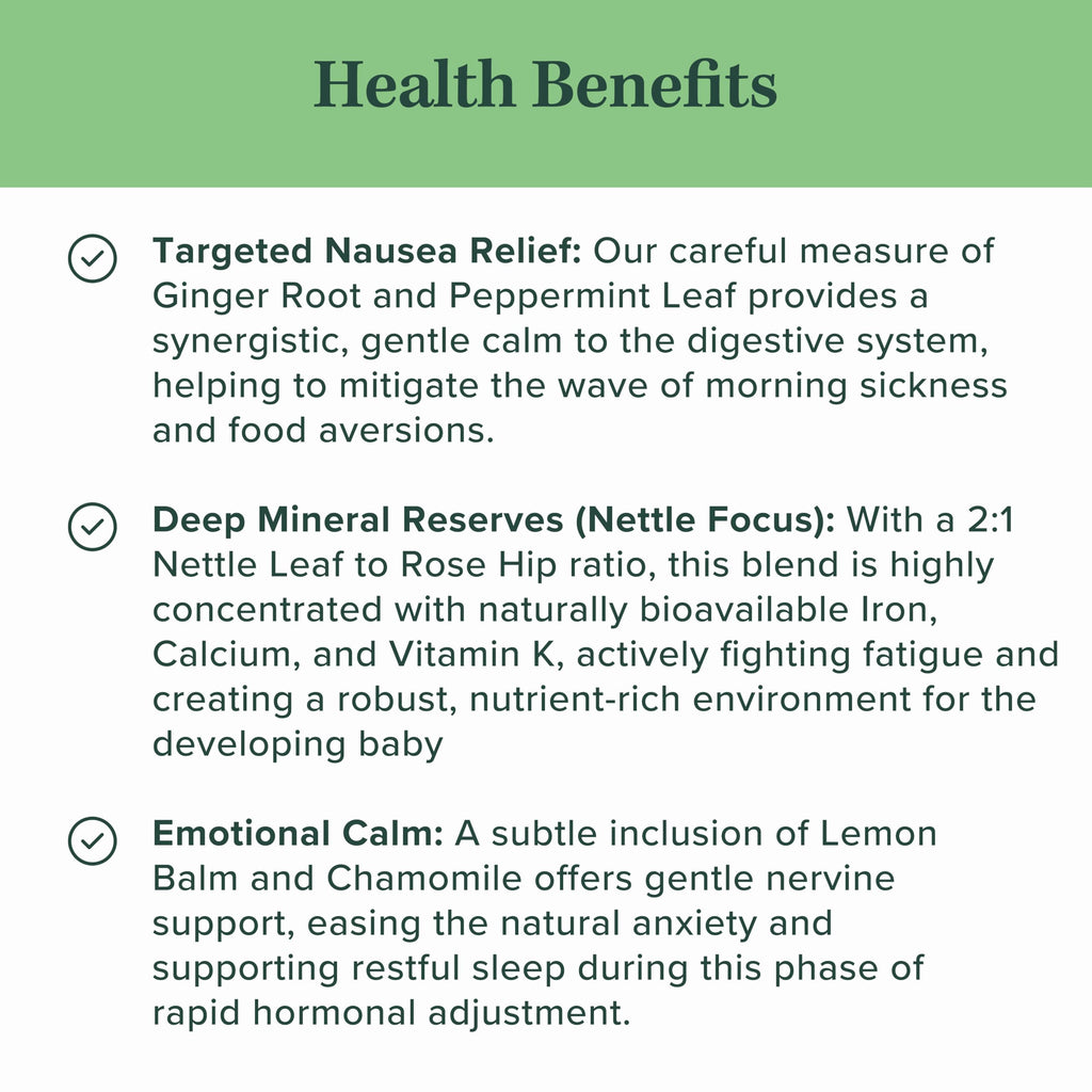 Jade Tea - Organic First Trimester Tea - Nurturing Pregnancy Tea | First Bloom | Gentle Morning Sickness Relief & Foundational Prenatal Nutrition | Caffeine-Free | Made In USA