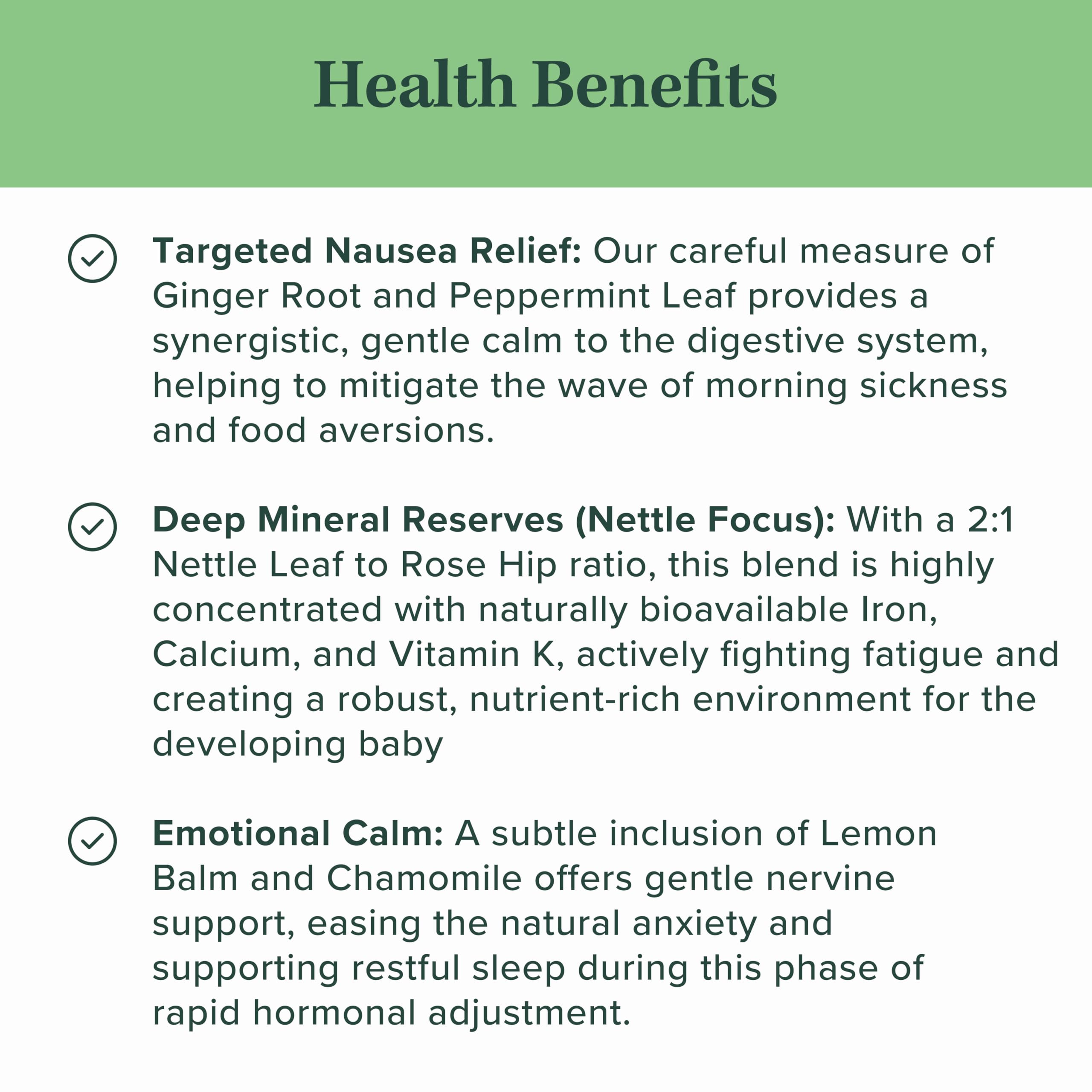 Jade Tea - Organic First Trimester Tea - Nurturing Pregnancy Tea | First Bloom | Gentle Morning Sickness Relief & Foundational Prenatal Nutrition | Caffeine-Free | Made In USA