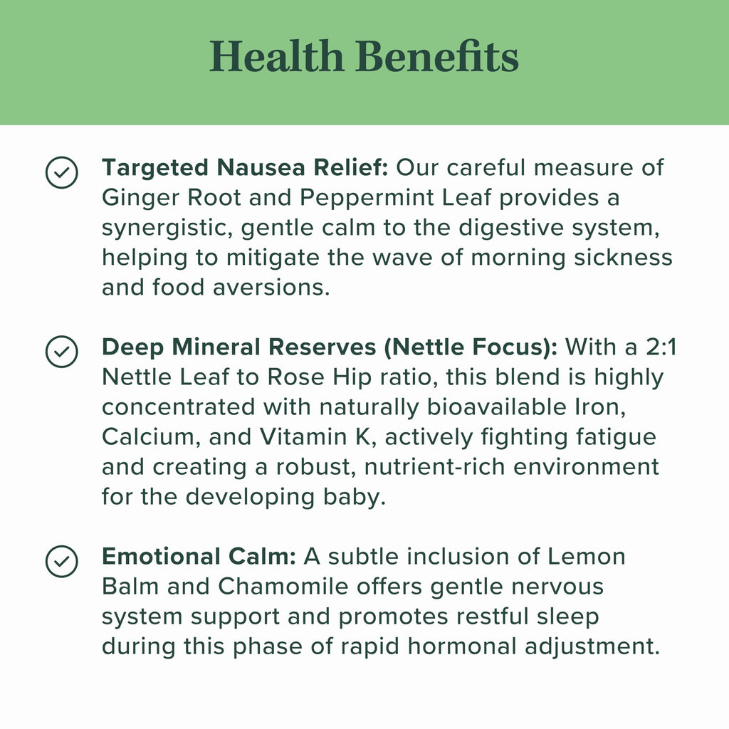 Jade Tea - Organic First Trimester Tea - Nurturing Pregnancy Tea | First Bloom | Gentle Morning Sickness Relief & Foundational Prenatal Nutrition | Caffeine-Free | Made In USA