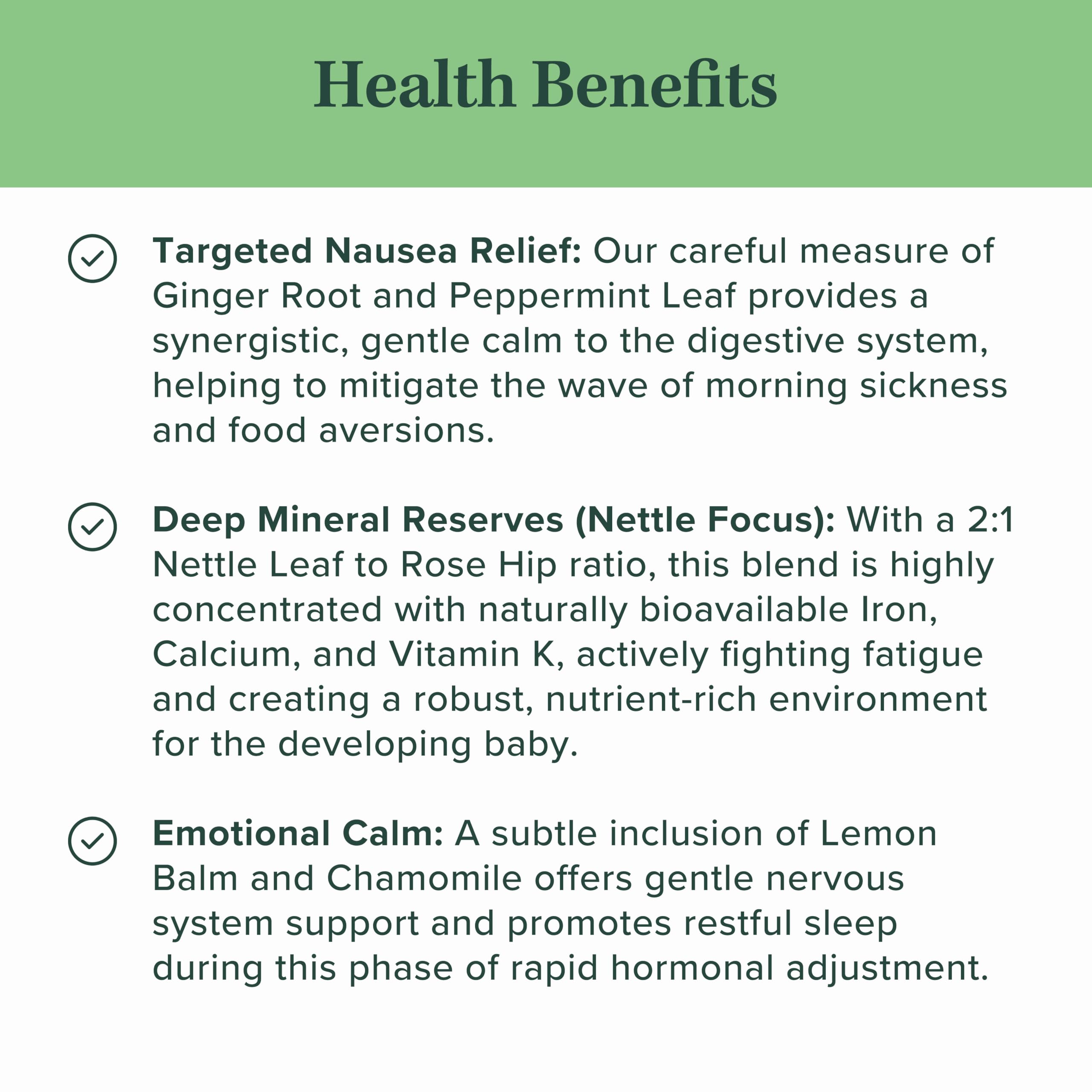 Jade Tea - Organic First Trimester Tea - Nurturing Pregnancy Tea | First Bloom | Gentle Morning Sickness Relief & Foundational Prenatal Nutrition | Caffeine-Free | Made In USA